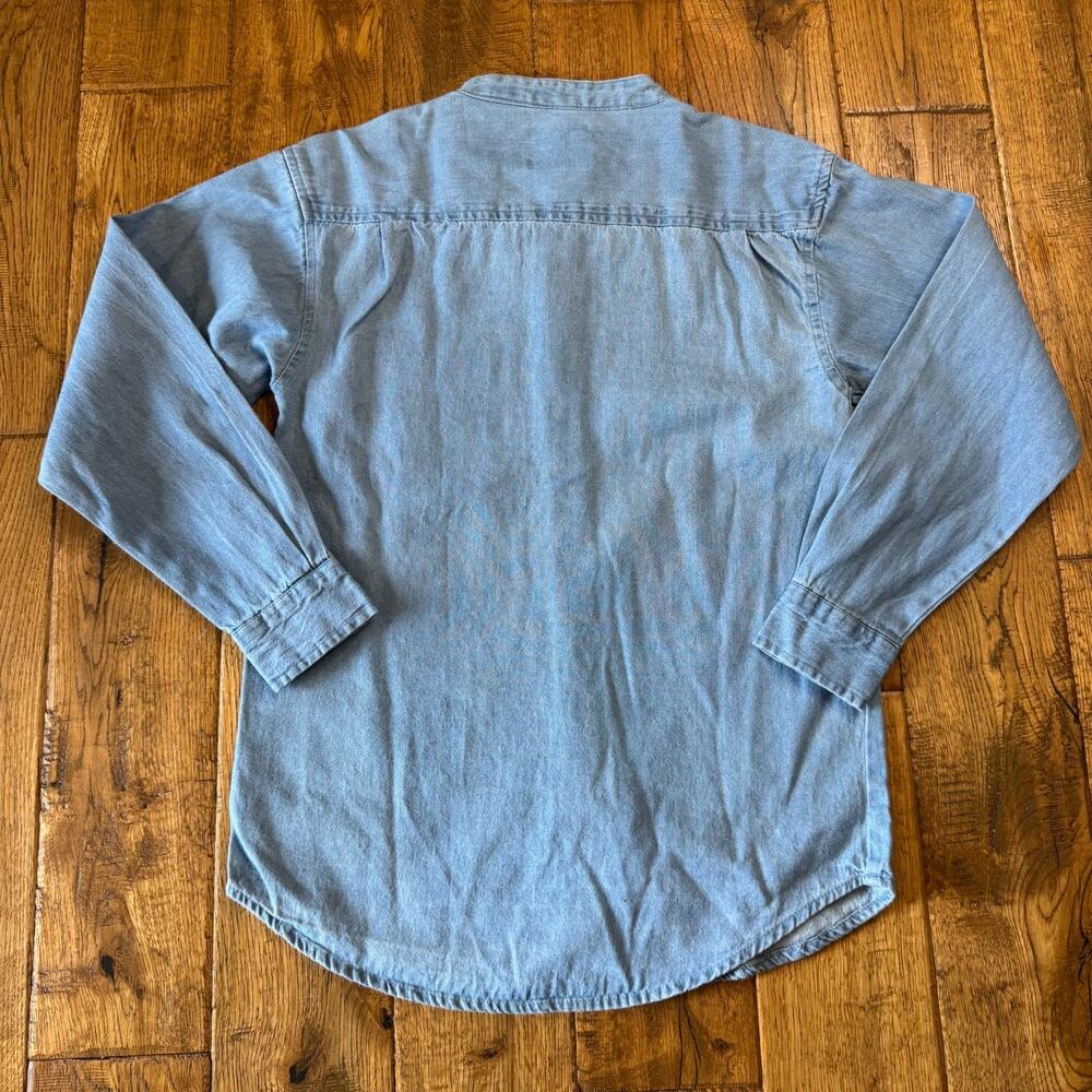 VTG 90s Y2K Santana Denim Boy's Button Down Long Sleeve Shirt Youth Sz 12-14 - Picture 5 of 5